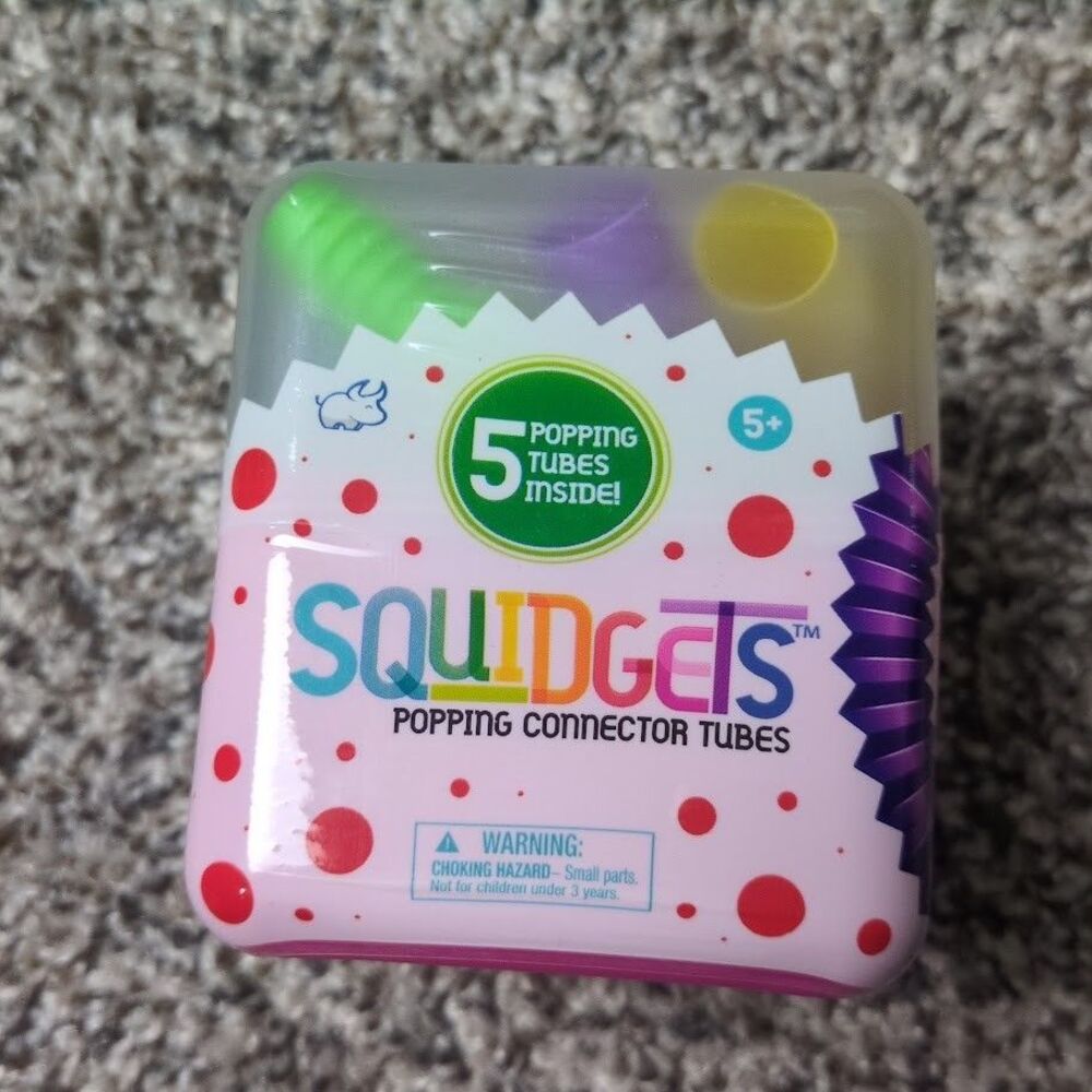 Squidgets Popping Small Connector Tubes 5-piece Cube Fidget Toy NEW
